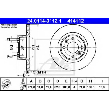 Тормозной диск ATE 414112 / 24.0114-0112.1
