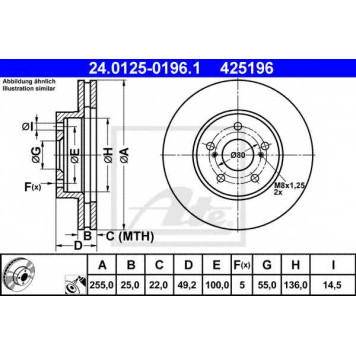 Тормозной диск ATE 425196 / 24.0125-0196.1