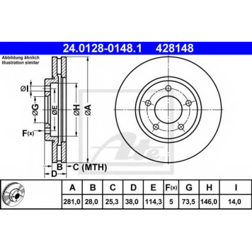 Тормозной диск ATE 428148 / 24.0128-0148.1