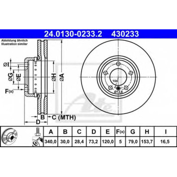 Тормозной диск ATE 430233 / 24.0130-0233.2