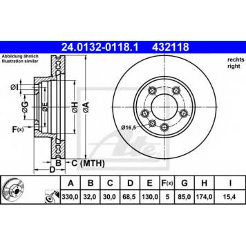 Тормозной диск ATE 432118 / 24.0132-0118.1