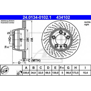 Тормозной диск ATE 434102 / 24.0134-0102.1
