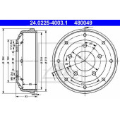 Тормозной барабан ATE 480049 / 24.0225-4003.1