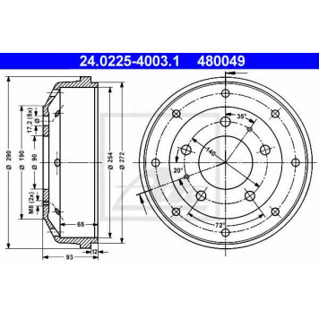 Тормозной барабан ATE 480049 / 24.0225-4003.1