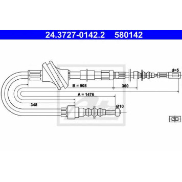 Трос стояночной тормозной системы ATE 580142 / 24.3727-0142.2