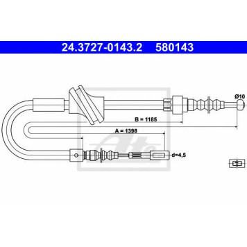 Трос стояночной тормозной системы ATE 580143 / 24.3727-0143.2
