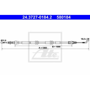 Трос стояночной тормозной системы ATE 580184 / 24.3727-0184.2