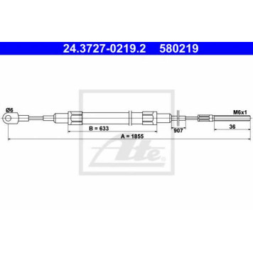 Трос стояночной тормозной системы ATE 580219 / 24.3727-0219.2