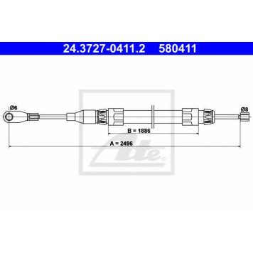 Трос стояночной тормозной системы ATE 580411 / 24.3727-0411.2