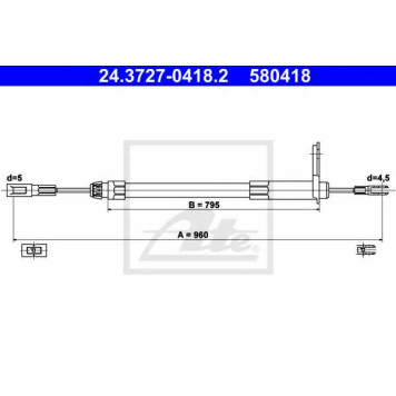Трос стояночной тормозной системы ATE 580418 / 24.3727-0418.2
