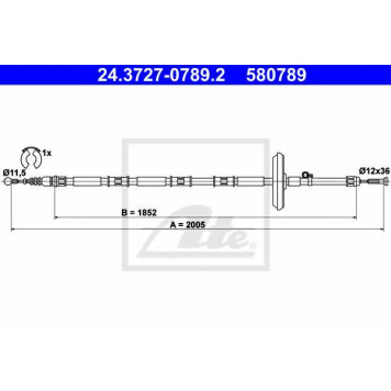 Трос стояночной тормозной системы ATE 580789 / 24.3727-0789.2
