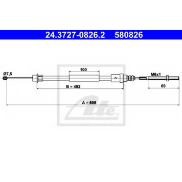 Трос стояночной тормозной системы ATE 580826 / 24.3727-0826.2
