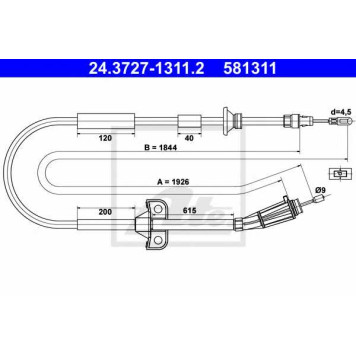 Трос стояночной тормозной системы ATE 581311 / 24.3727-1311.2