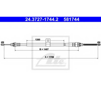 Трос стояночной тормозной системы ATE 581744 / 24.3727-1744.2