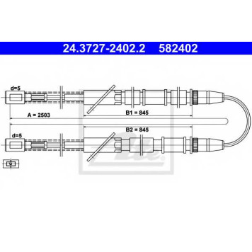 Трос стояночной тормозной системы ATE 582402 / 24.3727-2402.2