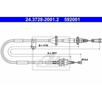 Трос управления сцеплением ATE 592001 / 24.3728-2001.2