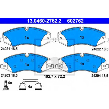 Колодки тормозные дисковые для LAND ROVER DISCOVERY(LA), RANGE ROVER(LG,LM,LS,LW) <b>ATE 13.0460-2762.2 / 602762</b>