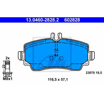 Колодки тормозные дисковые для MERCEDES VANEO(414) <b>ATE 13.0460-2828.2 / 602828</b>