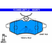 Колодки тормозные дисковые для CITROEN C2(JM#), C3(FC#) <b>ATE 13.0460-2871.2 / 602871</b>