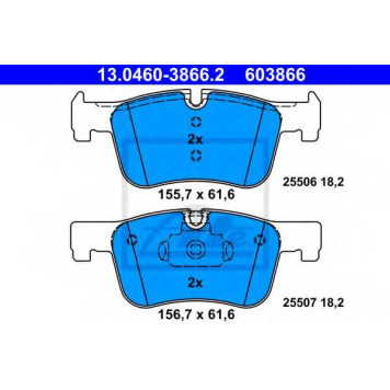 Колодки тормозные дисковые для BMW 1(F20,F21), 3(F30,F31,F34,F35,F80), 4(F32,F33,F36,F82,F83) <b>ATE 13.0460-3866.2 / 603866</b>