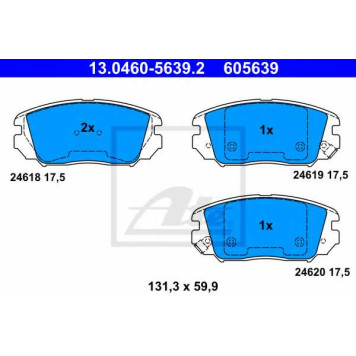Колодки тормозные дисковые для HYUNDAI GRANDEUR(TG), SONATA(NF) <b>ATE 13.0460-5639.2 / 605639</b>