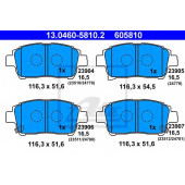 Колодки тормозные дисковые для TOYOTA CELICA, COROLLA, IQ, MR, PRIUS, YARIS <b>ATE 13.0460-5810.2 / 605810</b>