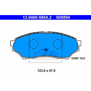 Колодки тормозные дисковые для MITSUBISHI PAJERO PININ(H6#W,H7#W), PAJERO(K90,V2#W,V4#W) <b>ATE 13.0460-5854.2 / 605854</b>