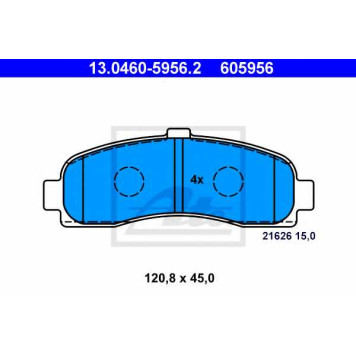 Колодки тормозные дисковые для NISSAN MICRA(K11) <b>ATE 13.0460-5956.2 / 605956</b>