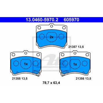 Колодки тормозные дисковые для KIA PRIDE(DA) / MAZDA 121(DA) <b>ATE 13.0460-5970.2 / 605970</b>