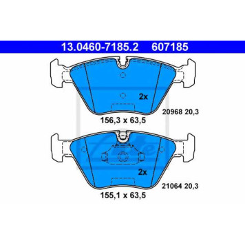 Колодки тормозные дисковые для BMW 3(E36,E46), Z4(E85,E86) <b>ATE 13.0460-7185.2 / 607185</b>