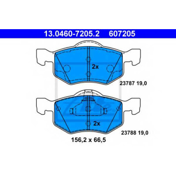 Колодки тормозные дисковые для FORD MAVERICK / MAZDA TRIBUTE(EP) <b>ATE 13.0460-7205.2 / 607205</b>