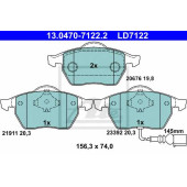 Колодки тормозные дисковые для AUDI A3, TT / SKODA OCTAVIA / VW BORA, GOLF, NEW BEETLE, POLO <b>ATE 13.0470-7122.2 / LD7122</b>
