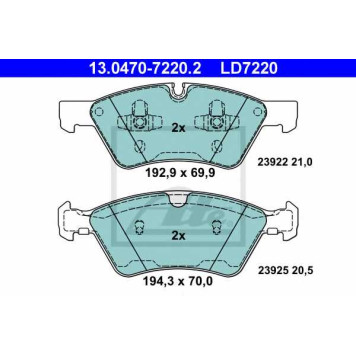 Колодки тормозные дисковые для MERCEDES E(S211,W211), M(W164), R(V251,W251) <b>ATE 13.0470-7220.2 / LD7220</b>