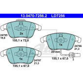 Колодки тормозные дисковые для AUDI A4(8K2,8K5,8KH,B8), A5(8F7,8T3,8TA) <b>ATE 13.0470-7256.2 / LD7256</b>