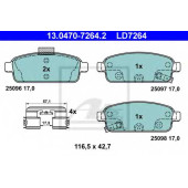 Колодки тормозные дисковые для CHEVROLET AVEO, CRUZE, ORLANDO, TRACKER, VOLT / OPEL AMPERA, ASTRA GTC J, ASTRA, CASCADA, MOKKA, ZAFIRA <b>ATE 13.0470-7264.2 / LD7264</b>