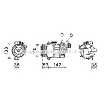 Компрессор кондиционера для BMW 1(E81,E82,E87,E88), 3(E90,E91,E92,E93), X1(E84) <b>AVA QUALITY COOLING BWAK393</b>