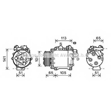 Компрессор кондиционера для HONDA CR(RE) <b>AVA QUALITY COOLING HDAK263</b>