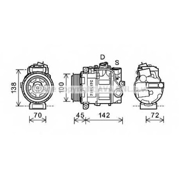 Компрессор кондиционера для MERCEDES C, CLK, CLS, E, S, VIANO, VITO <b>AVA QUALITY COOLING MSAK613</b>