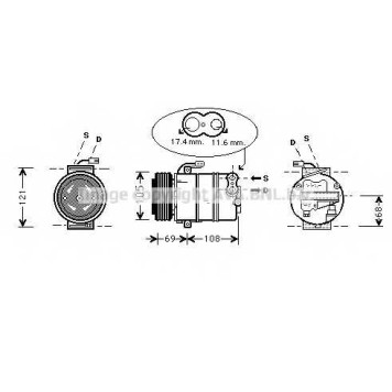 Компрессор кондиционера для OPEL ASTRA, COMBO, CORSA, MERIVA, TIGRA TwinTop, ZAFIRA <b>AVA QUALITY COOLING OLAK316</b>