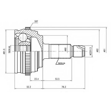 Шарнирный комплект приводного вала AYWIPARTS AW1510053A