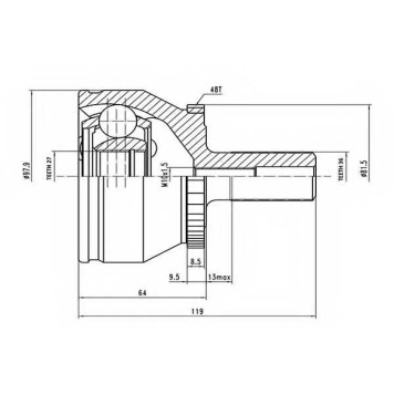 Шарнирный комплект приводного вала AYWIPARTS AW1510754A