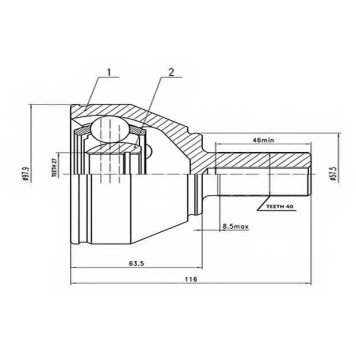 Шарнирный комплект приводного вала AYWIPARTS AW1510992