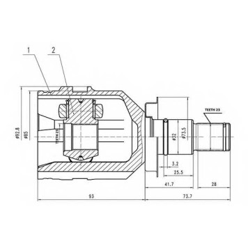 Шарнирный комплект приводного вала AYWIPARTS AW1520973