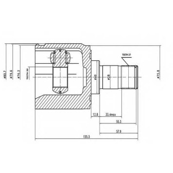Шарнирный комплект приводного вала AYWIPARTS AW1521104