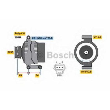 Генератор 105А для FORD TRANSIT(FB# #, FC# #, FN# #, FS# #, FZ# #,FA# #,FD# #,FM# #) <b>BOSCH 0 986 042 790</b>