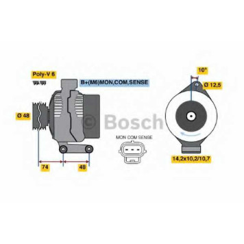 Генератор 80А для FORD FOCUS(DBW,DAW,DFW,DNW) <b>BOSCH 0 986 044 701</b>