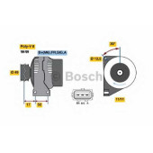 Генератор 90А для FORD FIESTA(JD#,JH#), FUSION(JU#) / MAZDA 2(DY) <b>BOSCH 0 986 049 121</b>