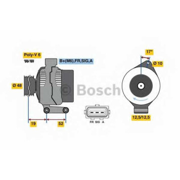 Генератор 105А для FORD C-MAX(DM2), FIESTA(JD#,JH#), FOCUS(DBW,DA#,DAW,DFW,DNW), FUSION(JU#) <b>BOSCH 0 986 080 440</b>
