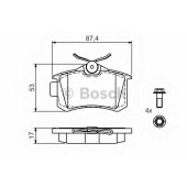 Колодки тормозные дисковые для CITROEN C3, C4(LA#,LC#), DS3 / PEUGEOT 207(WA#,WC#,WD#,WK#), 308(4A#,4C#) <b>BOSCH 0 986 494 516</b>