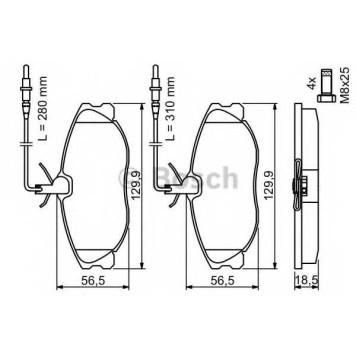Колодки тормозные дисковые для CITROEN XSARA(N0,N1,N2), ZX(N2) / PEUGEOT 306(7A,7C,N3,N5), 406(8B,8C,8E/F), 607(9D,9U) <b>BOSCH 0 986 424 223</b>